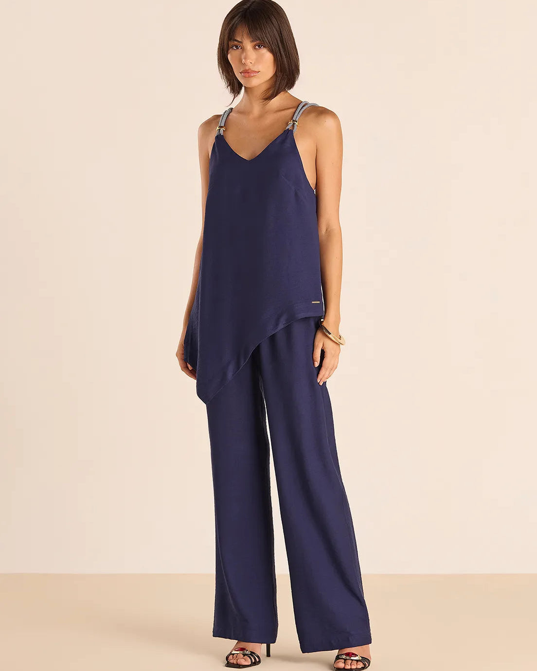 Conjunto Com Regata Assimétrica E Calça Ampla Bana Bana 312367