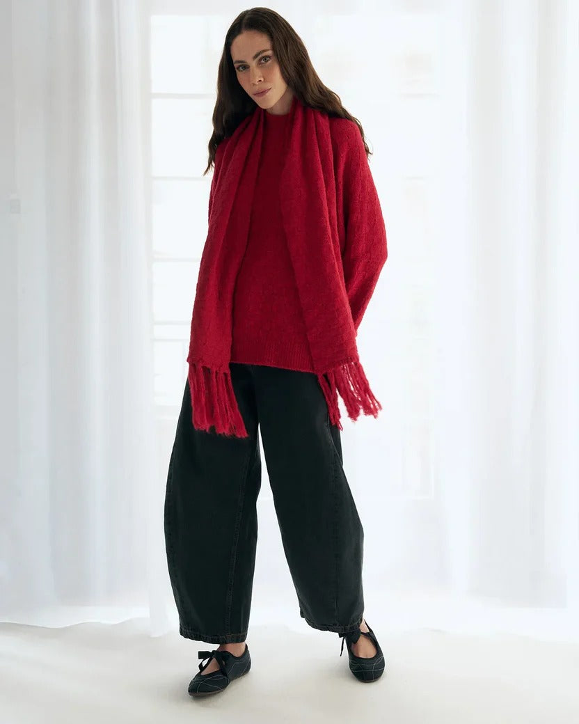Blusa com efeito de padronagem geométrica e cava raglan Biamar 12459