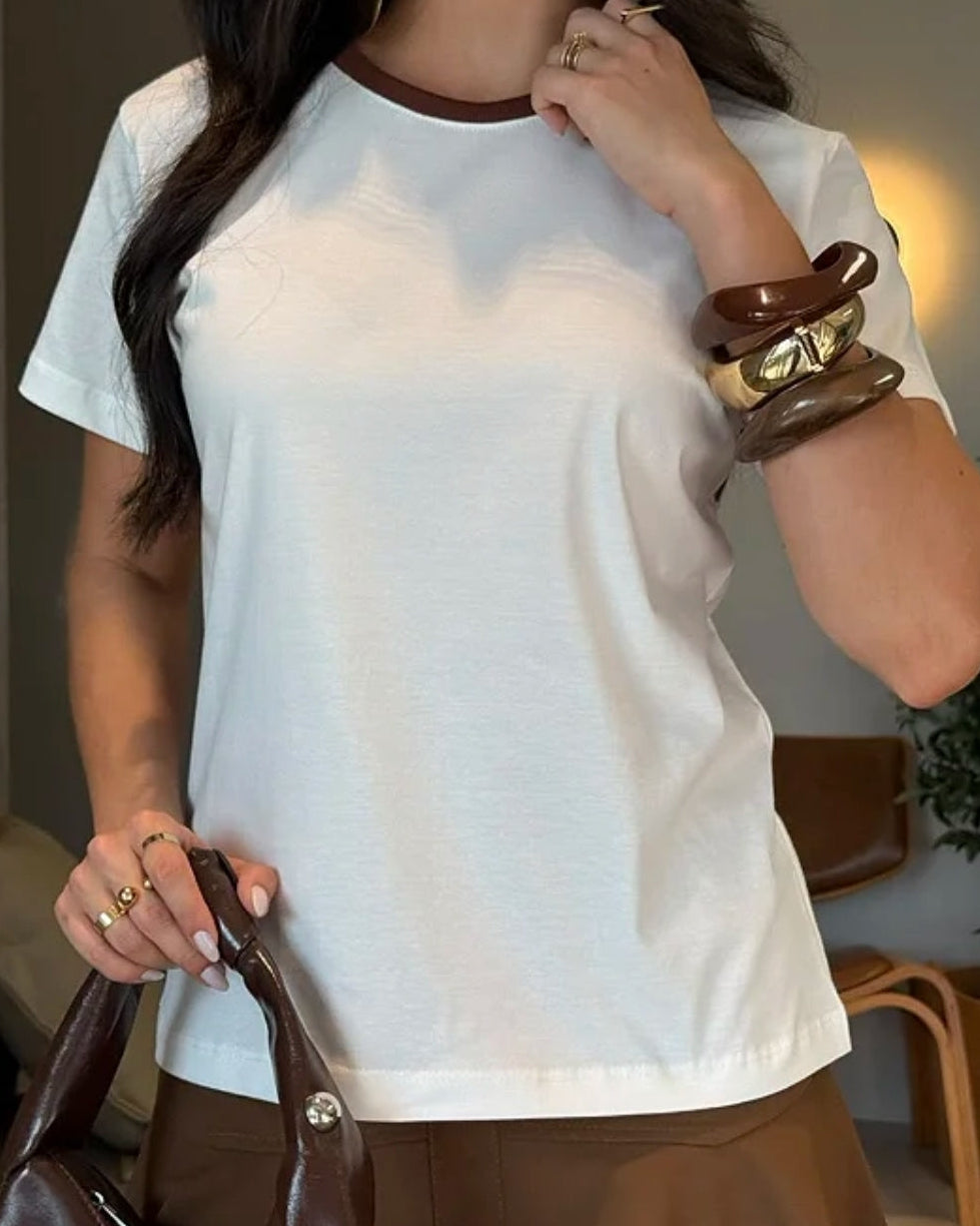 T-shirt gola redonda bicolor