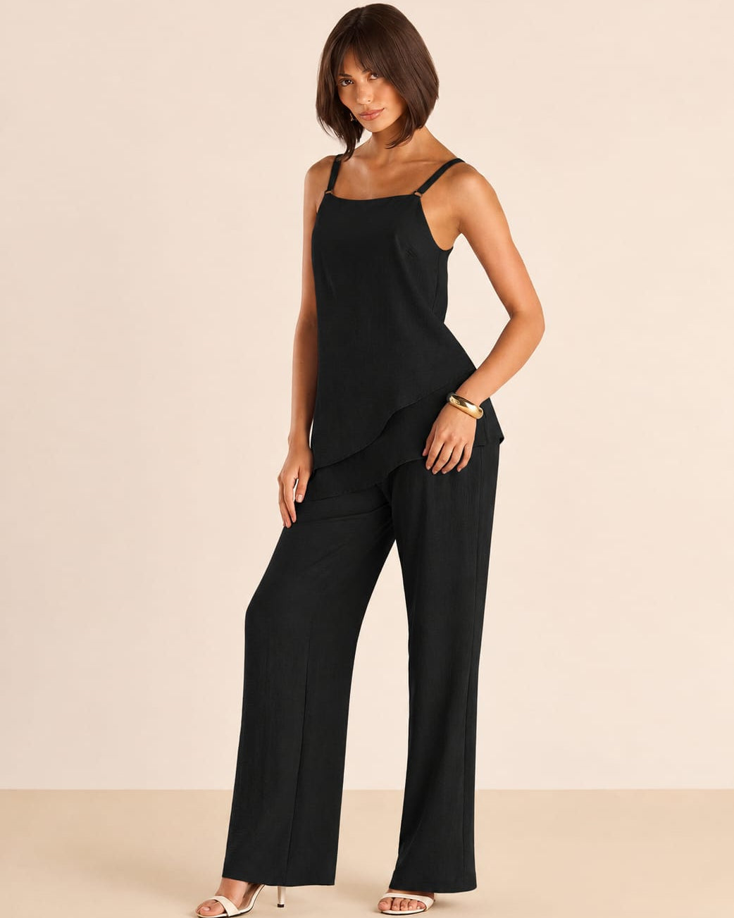 Conjunto Com Túnica Assimétrica E Calça Ampla 312234