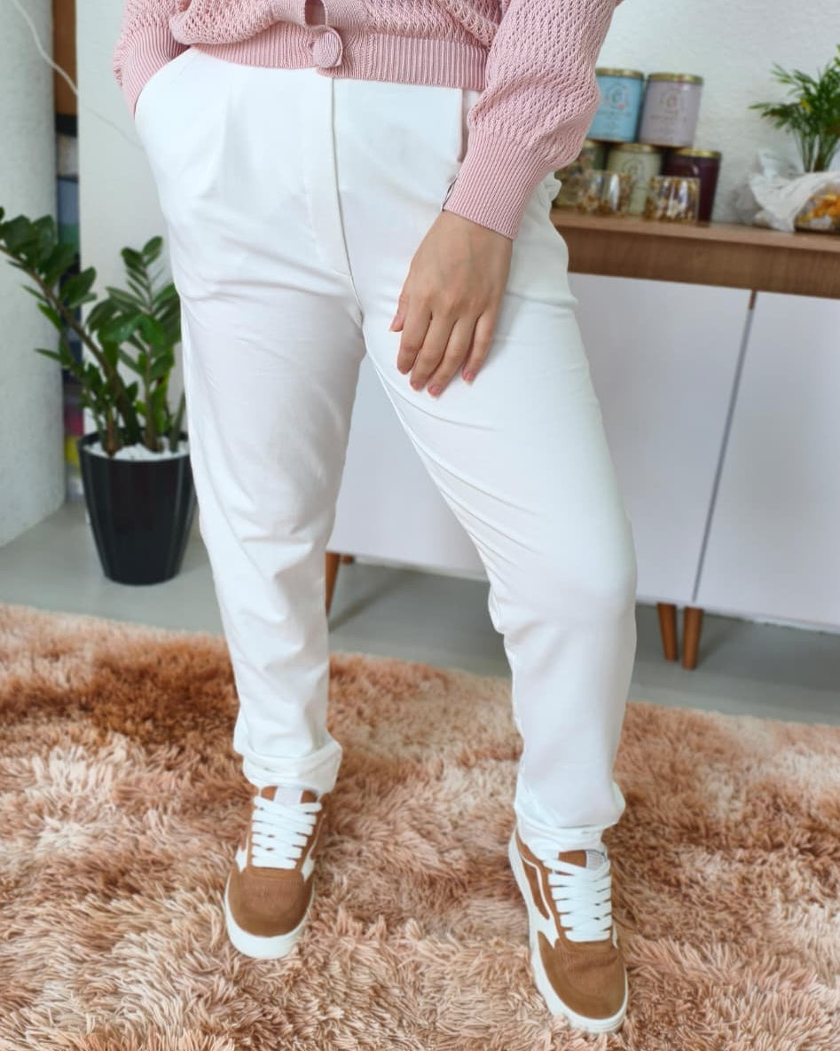 Calça em moletom com cós detalhado Biamar 12227