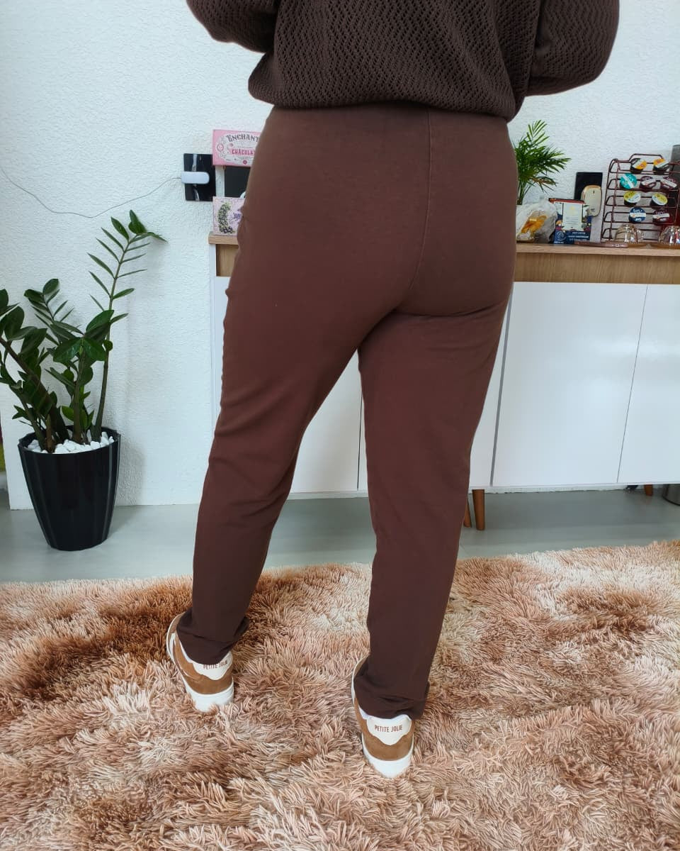 Calça em moletom com cós detalhado Biamar 12227