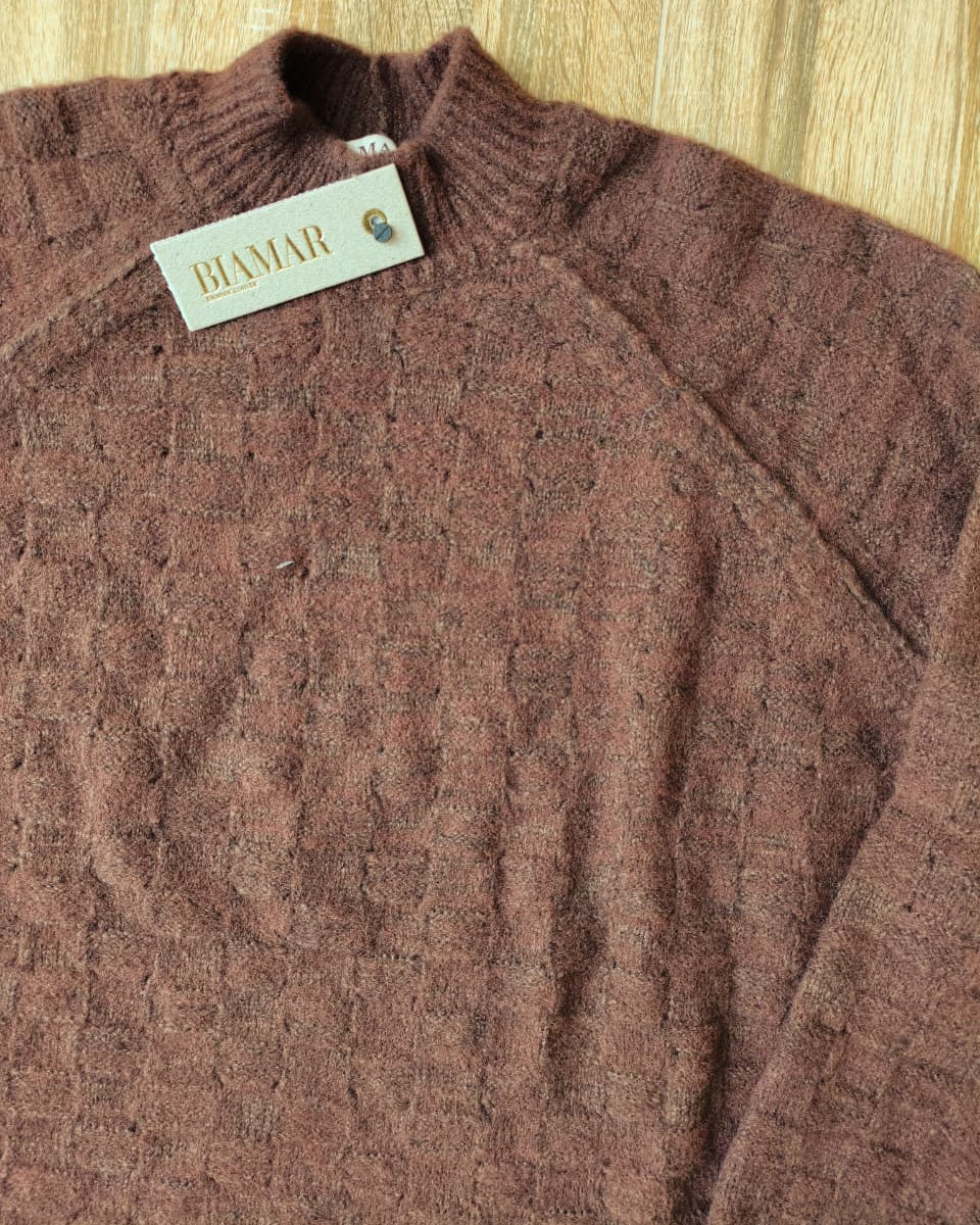 Blusa com efeito de padronagem geométrica e cava raglan Biamar 12459