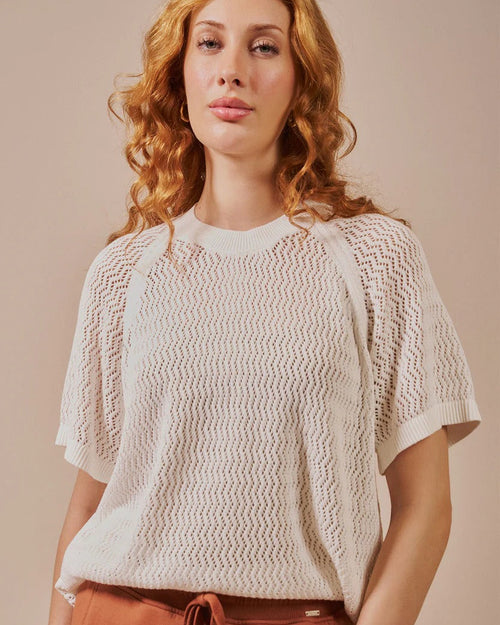 Blusa alongada em ponto vazado Biamar 12557