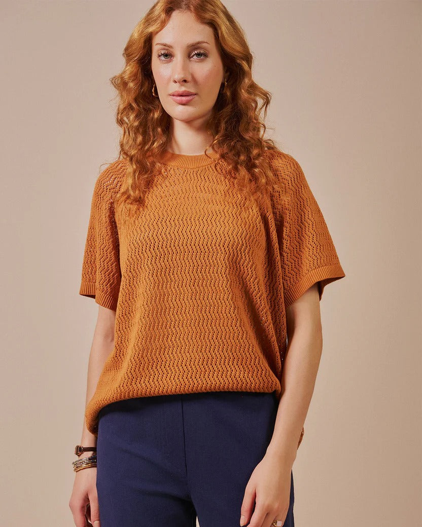 Blusa alongada em ponto vazado Biamar 12557