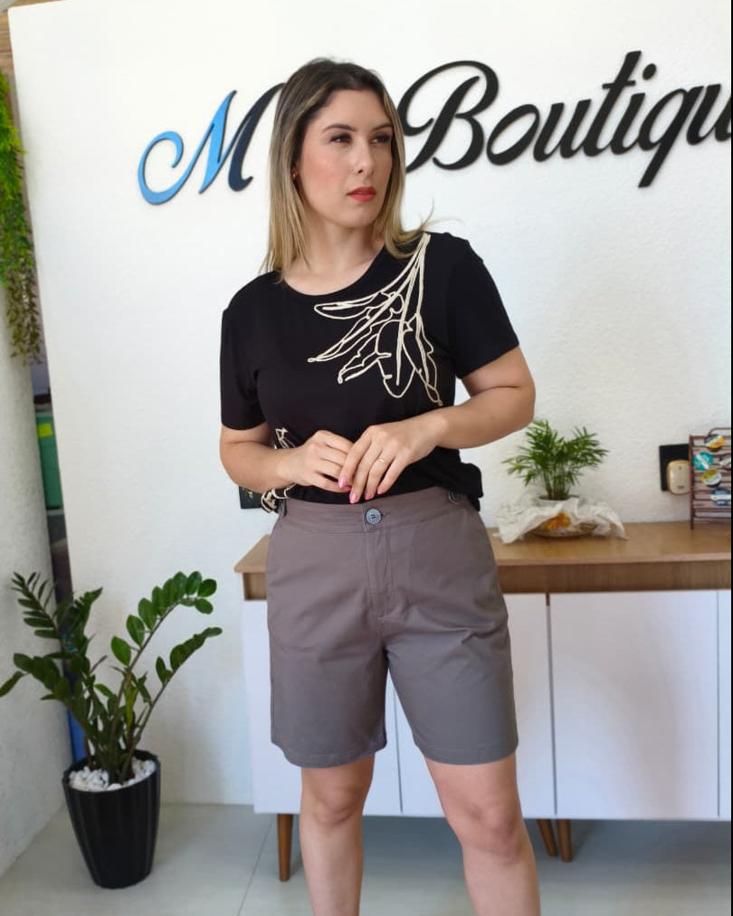 Bermuda Jeans com Botões na Cintura 405802