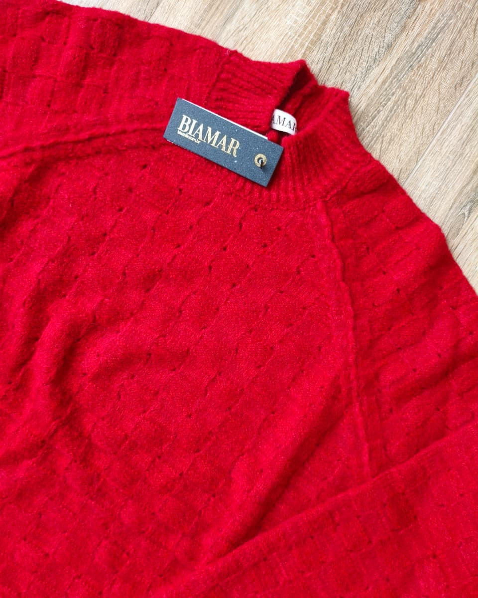 Blusa com efeito de padronagem geométrica e cava raglan Biamar 12459